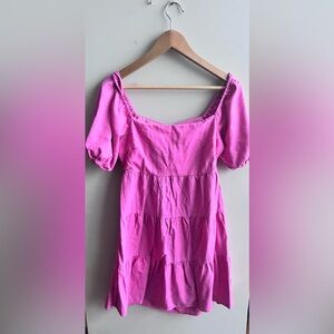 Lush Fuchsia Puff Sleeve Dress